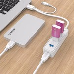 Orico hub USB 3.0 à quatre ports de type A - 5 Gbps - 30CM USB3.0 Câble de données - pour Windows, Linux et Mac OS - Blanc