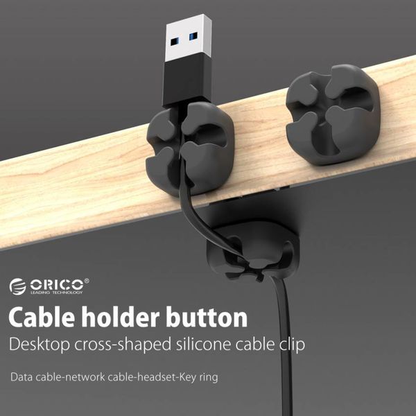 Orico Five multifunctional cable clips in various colors - 3M cables up to 5mm thick - cable management