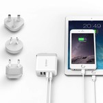 Orico Chargeur monde Voyage avec 4x ports USB 3.0 - Incl. EU / UK / AUS embouts de connecteur - 34W - Blanc