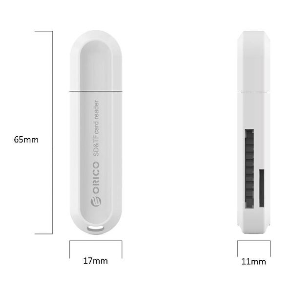 Orico Multifunction USB3.0 Card reader for TF & SD Memory cards - USB stick 2TB - OTG function - 5Gbps - White