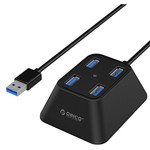 Orico Hub USB 3.0 compact avec quatre ports de type A - 5 Gbps - 100cm USB3.0 Câble - VIA puce - pour Windows, Linux et Mac OS - noir
