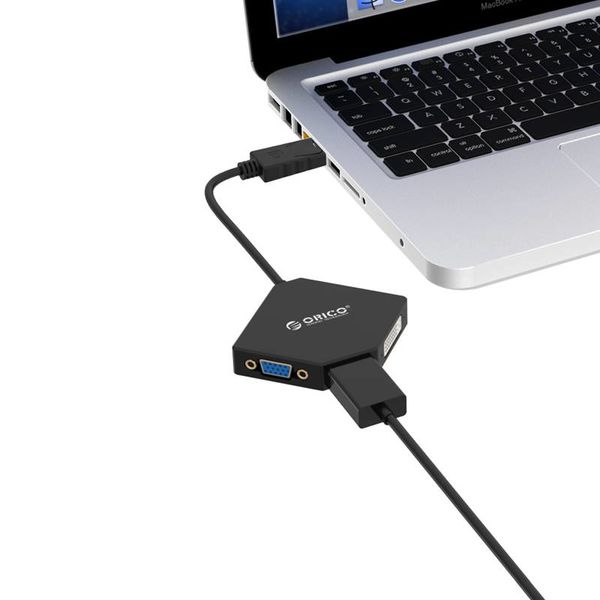 Orico Port d'écran vers adaptateur HDMI, DVI et VGA - longueur du câble: 17 cm - Vidéo et audio - 1920 x 1080P - Noir