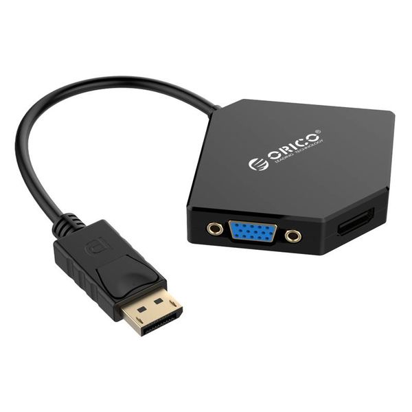 Orico Displaypoort naar HDMI, DVI en VGA Adapter - kabellengte: 17 cm - Video&Audio - 1920 x 1080P - Zwart