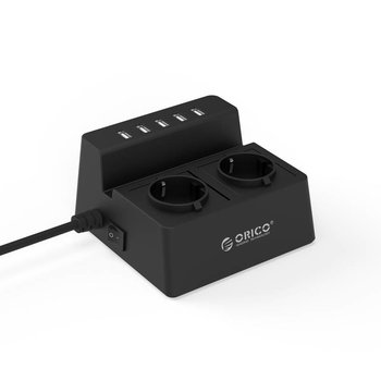 Orico Stekkerdoos met 5 USB-Laadpoorten en 2 Stopcontacten - 2500W - Zwart