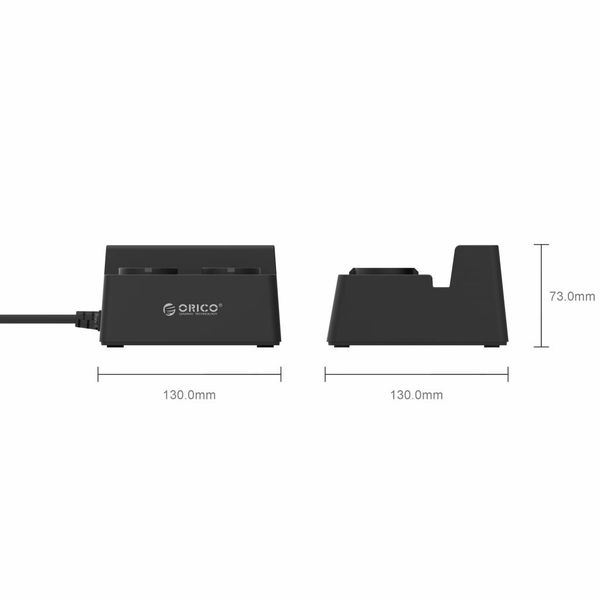 Orico Barrette d'alimentation avec 5 ports de chargement USB et 2 prises - Tablette / Smartphone Standard - 2500W - Incl. interrupteur marche / arrêt et parasurtenseur - Noir