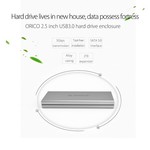 Orico Aluminium-Festplattengehäuse für 2,5-Zoll-Festplatten - HDD / SDD - SATA 3 - 5 Gbit / s - Inkl. Kabel - LED-Anzeige - Mac Style - Silber