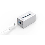 Orico Aluminum USB 3.0 Hub with 4 Ports - Incl. 12V Power adapter and USB 3.0 cable - Mac Style - 5Gbps - Silver