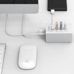 Orico Aluminum USB 3.0 Hub with 4 Ports - Incl. 12V Power adapter and USB 3.0 cable - Mac Style - 5Gbps - Silver