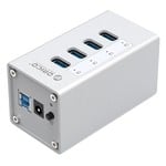 Orico Aluminium USB 3.0 Hub met 4 Poorten - Incl. 12V Stroomadapter en USB 3.0 kabel - Mac Style - 5Gbps - Zilver