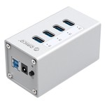 Orico Aluminium USB 3.0-Hub mit vier Ports - Inkl. 12V Netzteil und USB-3.0-Kabel - Mac Style - 5 Gbps - Silber