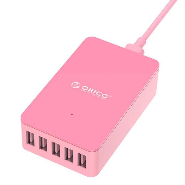 Orico Smart desktop charger met 5 USB-laadpoorten - IC chip - 40W - Roze