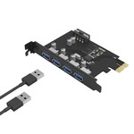 Orico PCI Express expansion card - 4x USB 3.0 type-A ports - 5Gbps - Works with all Windows versions, Linux and Mac OS 10.8.3 - Incl. Screws - Black