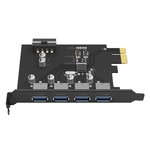 Orico PCI Express uitbreidingskaart – 4x USB 3.0 type-A poorten – 5Gbps – Werkt met alle Windows versies, Linux en Mac OS 10.8.3 – Incl. Schroeven – Zwart