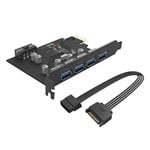 Orico Carte d'extension PCI Express - 4 ports USB 3.0 de type A - 5 Gbit / s - Fonctionne avec toutes les versions de Windows, Linux et Mac OS 10.8.3 - Incl. Vis - Noir