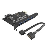 Orico PCI Express-Erweiterungskarte - 4x USB 3.0 Typ-A-Anschlüsse - 5 Gbit / s - Funktioniert mit allen Windows-Versionen, Linux und Mac OS 10.8.3 - Inkl. Schrauben - Schwarz