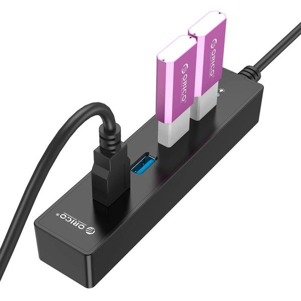 Orico USB3.0 HUB met 4 Poorten voor Windows en Mac OS - 5Gbps - VIA-chip - LED-indicator - Zwart