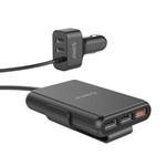 Orico Autoladegerät mit 5 USB 3.0-Ladeanschlüssen, 1 mit Quick Charge 3.0 - Inkl. Clip zur Befestigung an der Rückenlehne - Intelligenter Chip - DC12-24V - 52W - schwarz