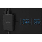 Orico Autoladegerät mit 5 USB 3.0-Ladeanschlüssen, 1 mit Quick Charge 3.0 - Inkl. Clip zur Befestigung an der Rückenlehne - Intelligenter Chip - DC12-24V - 52W - schwarz