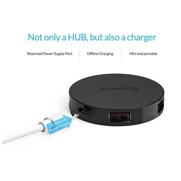 Round portable USB 3.0 hub with 4x USB 3.0 SuperSpeed Type-A ports