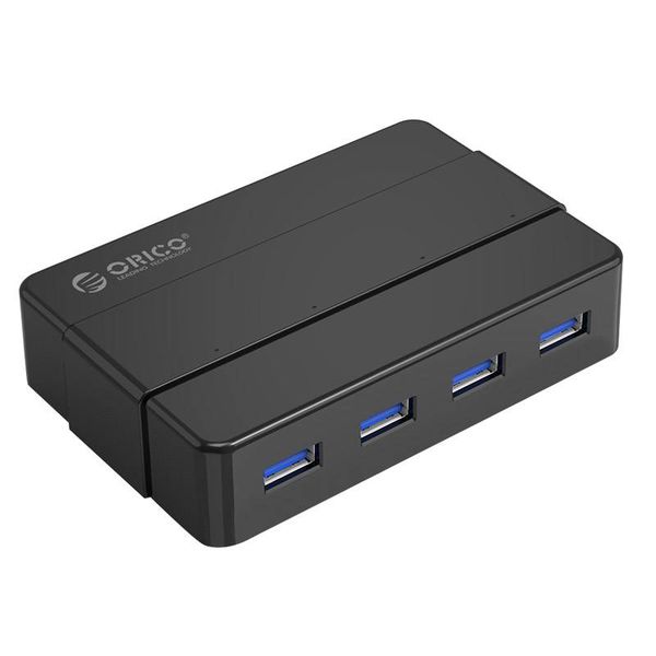 Orico Hub USB 3.0 avec 4 ports de type A - 4 indicateurs LED - 5 Gbit / s - 100CM Câble de données USB3.0 - Incl. Adaptateur secteur 12V-2A - pour Windows, Linux et Mac OS - Noir
