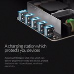 Orico Station d'accueil multi-chargeur 40 W Station de chargement USB à 5 ports - Noir