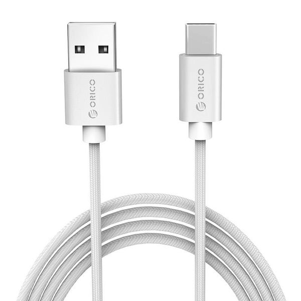 Orico Câble de charge et de données USB Type-C - 3A - Nylon tressé - Aluminium - 1 mètre - Argent