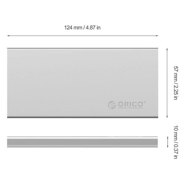 Orico Boîtier de disque dur externe en aluminium Dual Bay M.2 - RAID - Interface de type C -10 Gbps - Indicateur LED - Argent