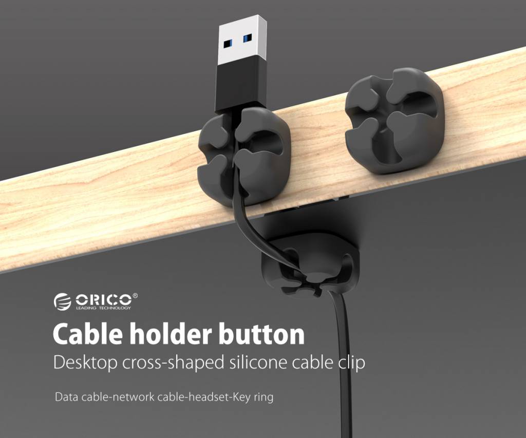 Clips de câble de bureau en Silicone, Clip de fixation de câbles d
