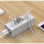 Orico Aluminum USB 3.0 Hub with 7 ports - Incl. 12V power adapter - Silver