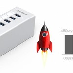 Orico Hub USB 3.0 en aluminium avec 7 ports - Incl. Adaptateur secteur 12V - Argent