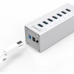 Orico Aluminum USB 3.0 Hub with 7 ports - Incl. 12V power adapter - Silver