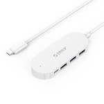 Orico Type-C hub met 3 USB-A poorten en 1x USB-C poort - Geïntegreerde kabel van 30 cm - LED-indicator - Wit