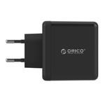 Orico Compacte reis/thuislader met 4x USB-laadpoorten - 5V-2,4 per poort -  IC Chip - Zwart
