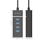 Orico Hub USB 3.0 élégant avec 4 ports - pour Windows XP / Vista / 7/8/10 / Linux / Mac OS - Indicateur LED - Noir