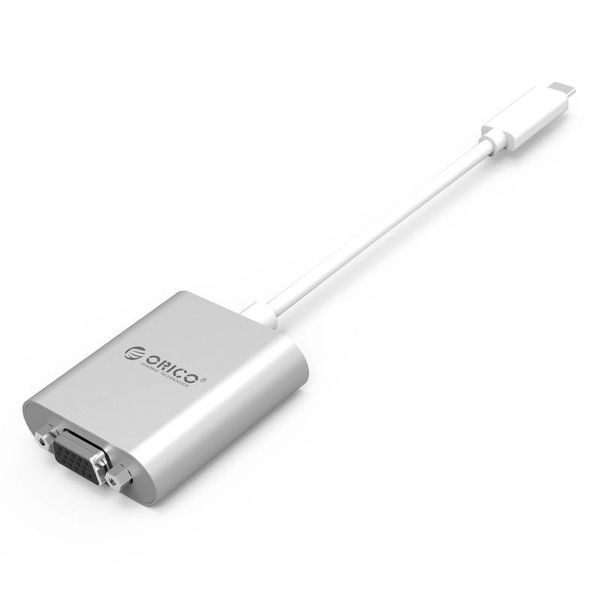 Orico Aluminium Type-C naar VGA adapter - Incl. Audio output - Mac Style - 1920 x1080P Full HD - Zilver