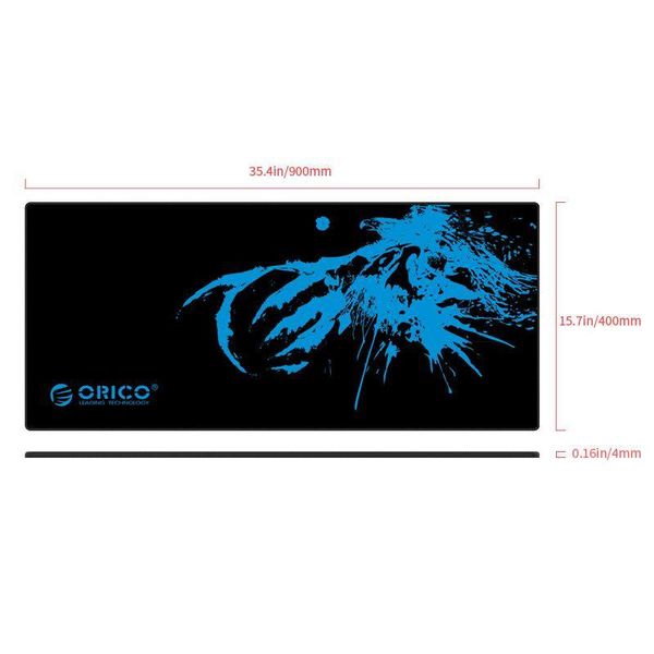 Orico XXL game mouse pad made of natural rubber - suitable for designers - beautiful finish - anti-slip design - washable - black / blue