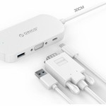 Orico 3-in-1-Typ-C-Hub mit USB 3.0-Typ-A-, Typ-C-PD- und VGA-Anschlüssen - Stromversorgung - IC-Chip - Kabellänge 30 cm - Weiß