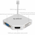 Orico Adaptateur Mini DisplayPort vers HDMI, DVI et VGA - Full HD - Blanc