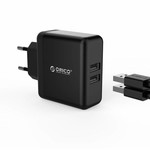 Orico Chargeur double compact - chargeur de voyage / maison avec 2 ports de chargement USB - puce IC - 15 W - noir