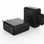 Orico Kompaktes Dual-Ladegerät - Reise- / Heimladegerät mit 2x USB-Ladeanschlüssen - IC-Chip - 15 W - Schwarz