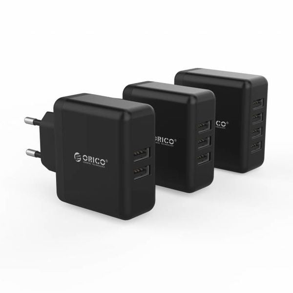 Orico Chargeur de voyage / maison compact avec 4 ports de chargement USB - 5V-2.4 par port - IC Chip - Noir