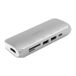 Orico Multifunctional aluminum USB3.0 Type-C hub - Power Delivery - 4K HDMI - 2 x USB3.0 Type-A - SD / TF card reader - silver