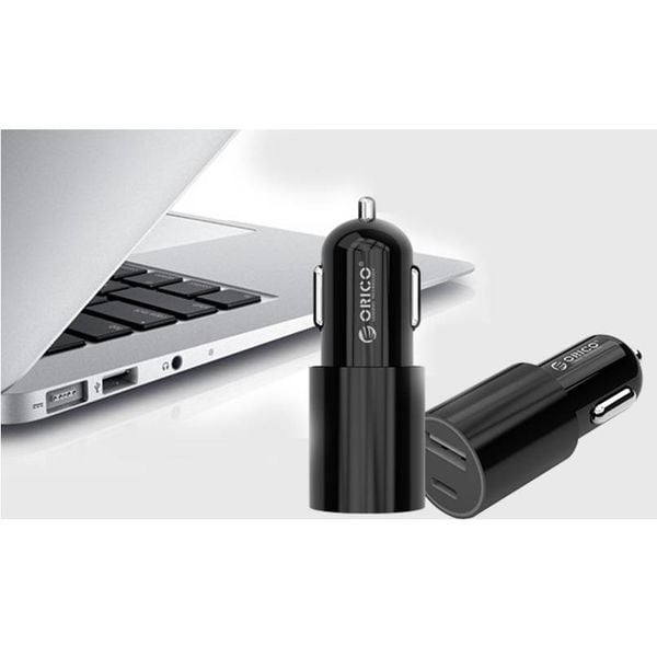 Orico Stijlvolle autolader met USB-C en USB-A poorten – Aluminium legering - 12V/24V – 5V-3.1A max. – Intelligente Chip – Zwart