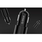 Orico Stylish car charger with USB-C and USB-A ports - Aluminum alloy - 12V / 24V - 5V-3.1A max. - Intelligent Chip - Black