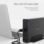 Orico Boîtier de disque dur USB 3.0 en aluminium avec verrouillage - 3,5 pouces - HDD / SSD - 5 Gbit / s - Indicateurs LED - Câble de données 1 M - Noir