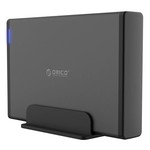 Orico Boîtier de disque dur en aluminium de type C avec verrou - 3,5 pouces - HDD / SSD - 5 Gbit / s - Indicateurs LED - Câble de données 1M - Noir