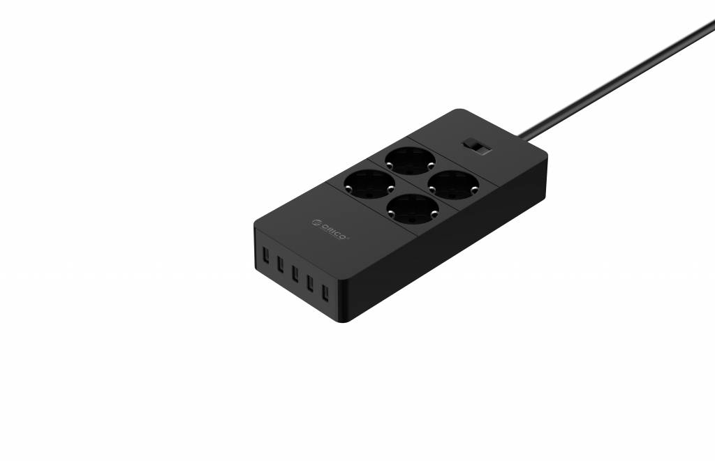 Robijn Verscherpen bijnaam USB stekkerdoos met vier stopcontacten en vijf USB-laadpoorten - 4000W -  Zwart - Orico