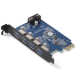 Orico PCI Express uitbreidingskaart – 4x USB 3.0 poorten – 5Gbps – Incl. Schroeven – Zwart