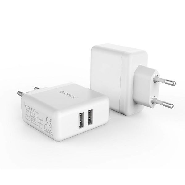 Orico Duales USB-Ladegerät - Reise- / Heimladegerät mit 2x USB-Ladeanschlüssen - IC-Chip - 15 W - Weiß