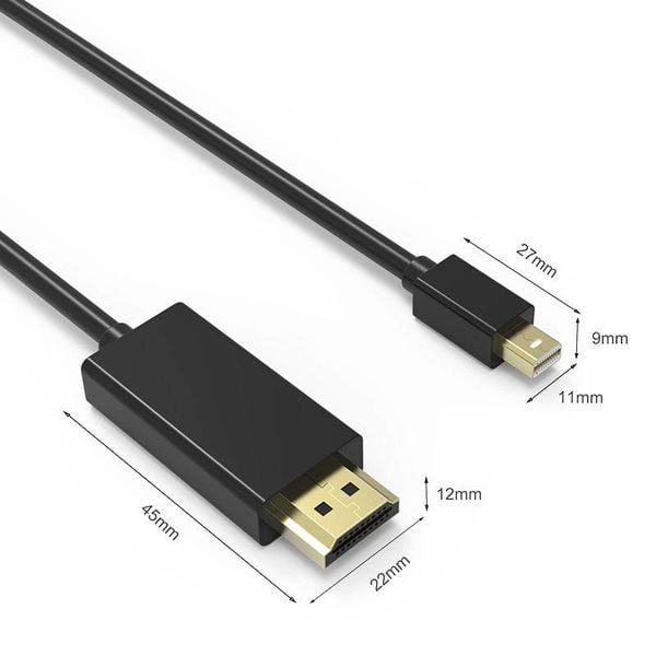 Gold Plated Mini DisplayPort to HDMI cable 2k Full HD - 5 meter black - Copy - Copy
